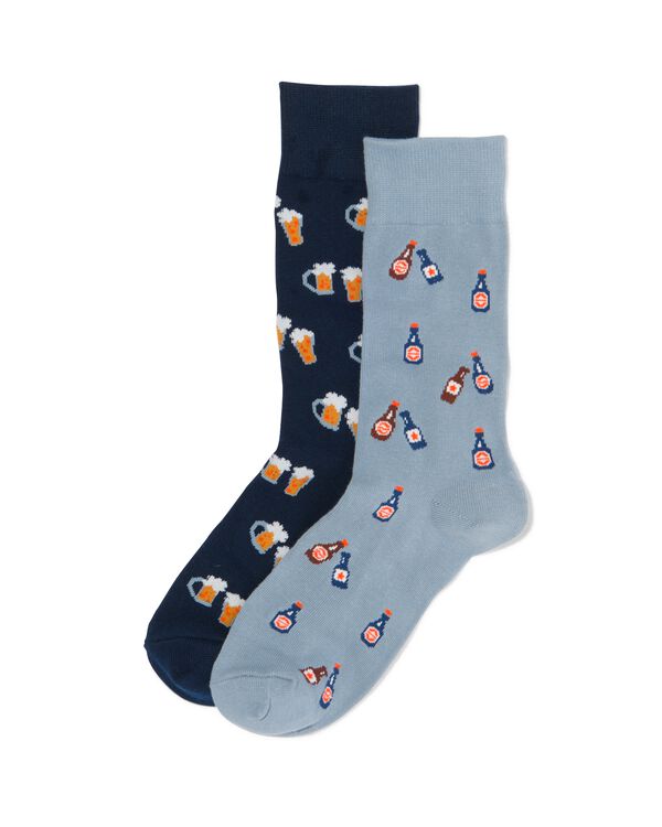heren sokken met katoen - 2 paar donkerblauw donkerblauw - 4130740DARKBLUE - HEMA