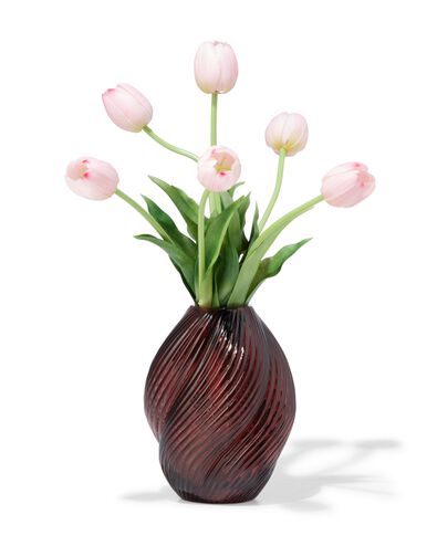 vase ⌀7x21cm verre torsad&eacute; brun - 13325005 - HEMA