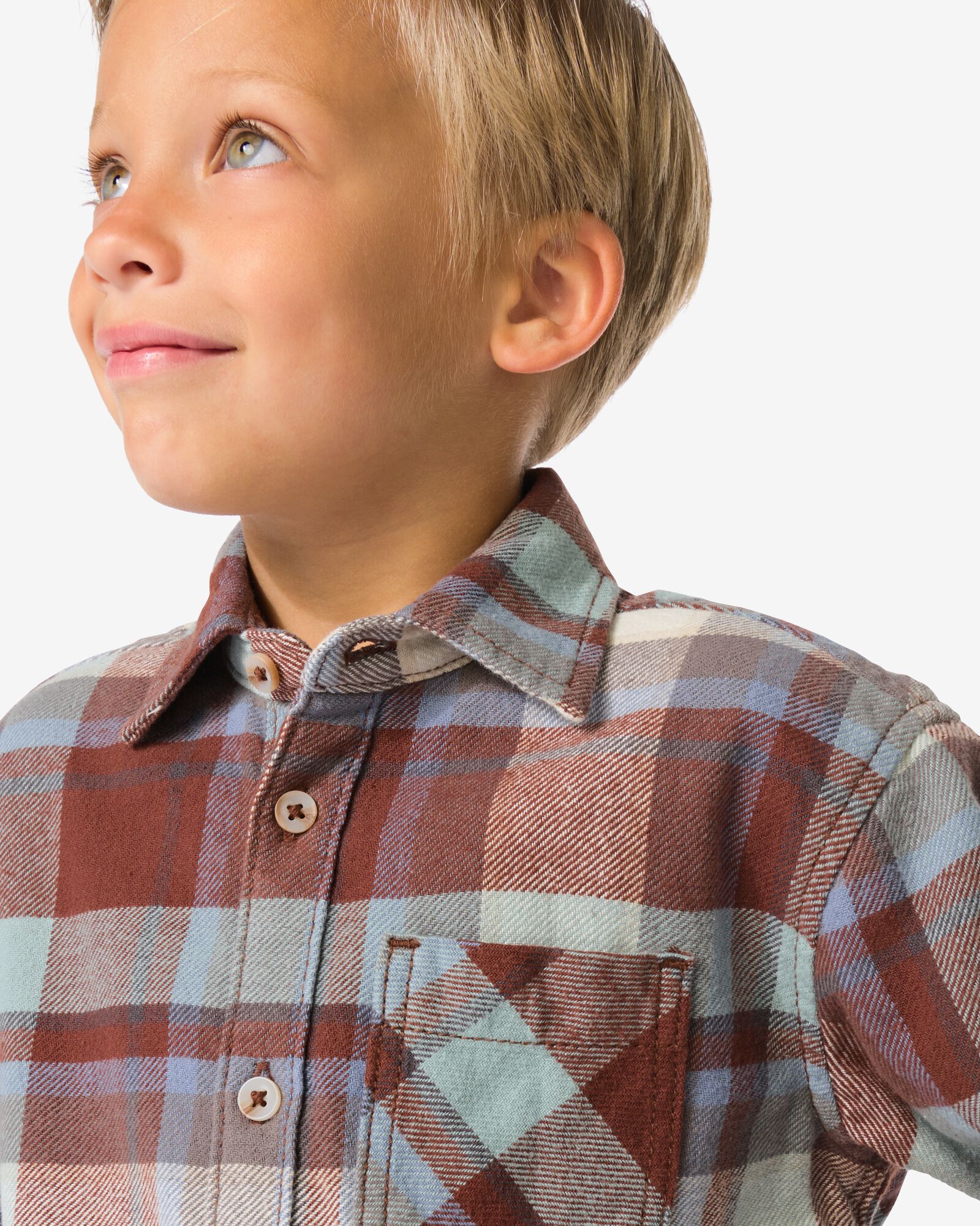kinderoverhemd flanel ruiten bruin bruin - 30707408BROWN - HEMA