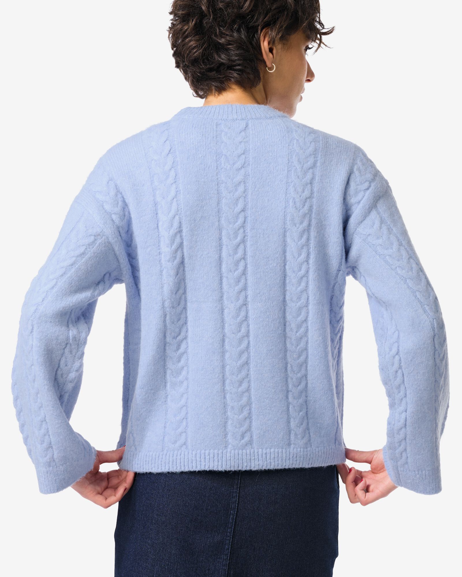 Damen-Pullover Hajar, Zopfmuster hellblau hellblau - 36205040LIGHTBLUE - HEMA