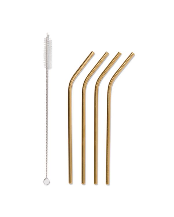 rvs rietjes goudkleurig - 4 stuks - 14200364 - HEMA