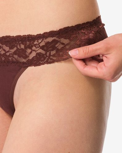 string femme coton et dentelle marron fonc&eacute; - 19611660DARKBROWN - HEMA