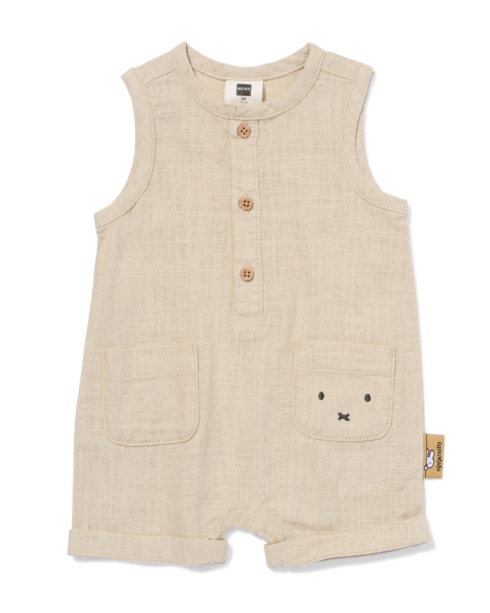 nijntje newborn jumpsuit linnen zand zand - 33452620SAND - HEMA