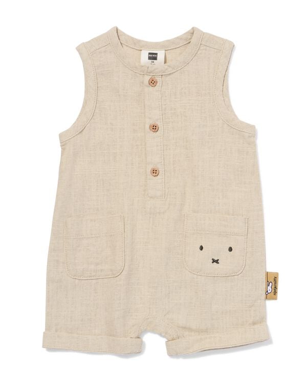 nijntje newborn jumpsuit linnen zand zand - 33452620SAND - HEMA