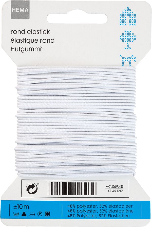 rundes Gummiband, 10 m, wei&szlig; - 1451212 - HEMA