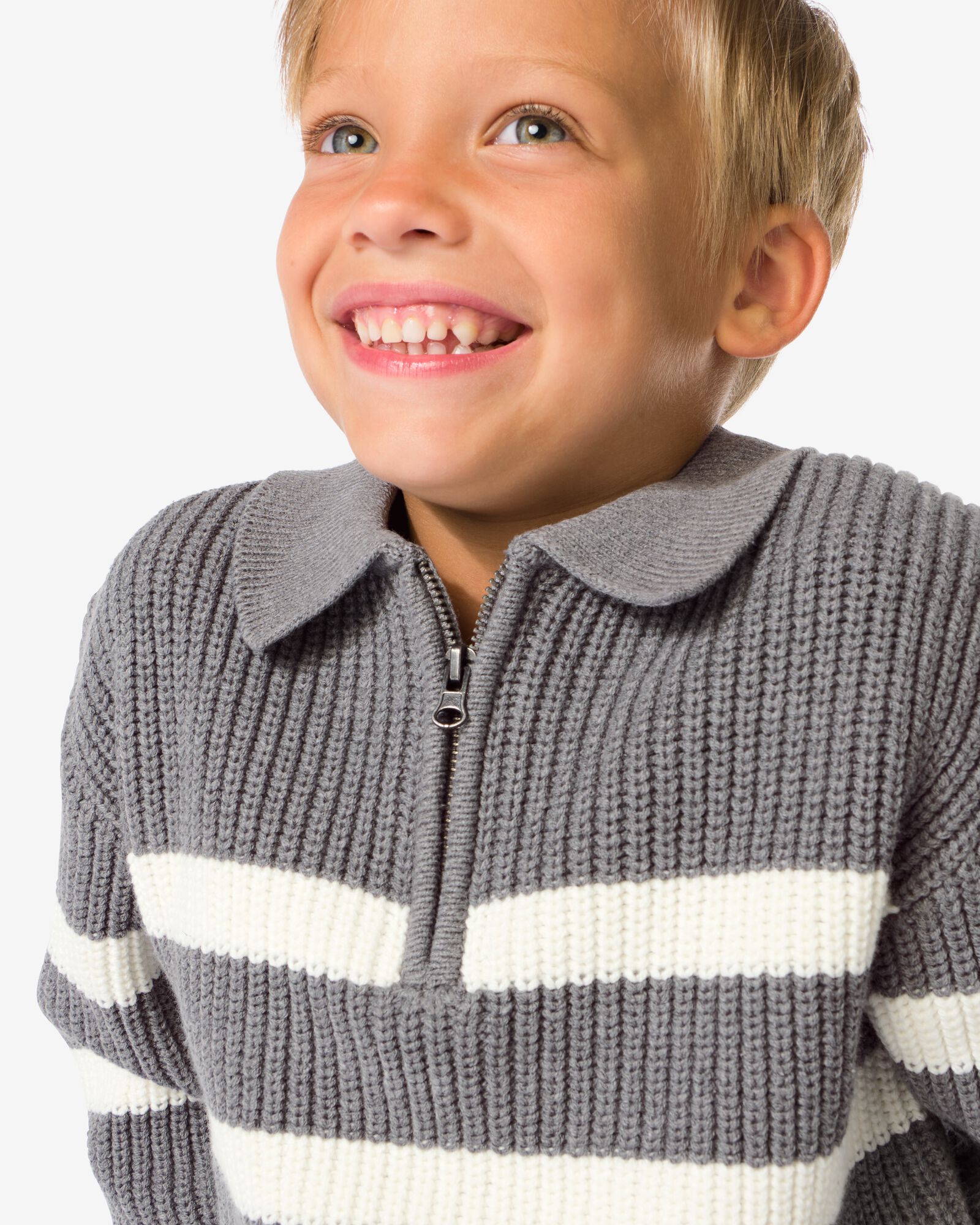 Strick-Kinderpullover, Streifen dunkelgrau - 30705701DARKGREY - HEMA