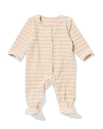newborn jumpsuit velours rib strepen zand zand - 33447520SAND - HEMA