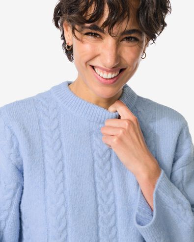 Damen-Pullover Hajar, Zopfmuster hellblau hellblau - 36205040LIGHTBLUE - HEMA