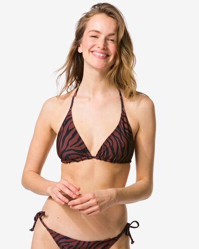 omkeerbare damesbikinitop Juul triangel zebra-blokken chocoladebruin chocoladebruin - 22360490CHOCOLATEBROWN - HEMA