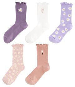 5 paires de chaussettes pointure 36-41 fleurs dans un coffret cadeau - 61150052 - HEMA