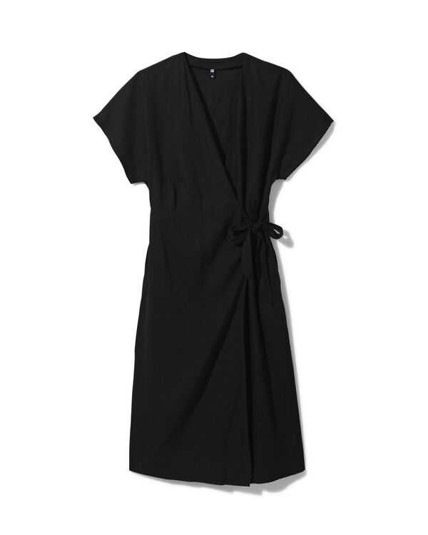 robe portefeuille femme Raiza avec lin noir noir - 1000031358 - HEMA