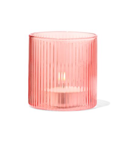 verre pour bougie parfum&eacute;e ⌀6,5x6,5cm nervur&eacute; orange - 13507536 - HEMA