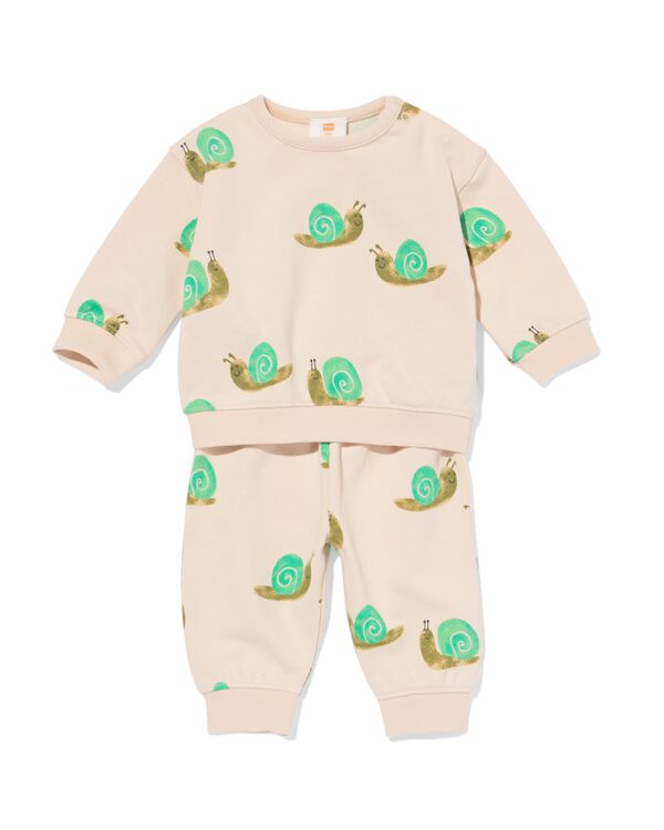 newborn kledingset comfy fit jersey dieren ecru ecru - 33445420ECRU - HEMA