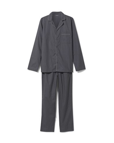 Herren-Pyjama mit Blöcken, Popeline schwarz L - 23662742 - HEMA