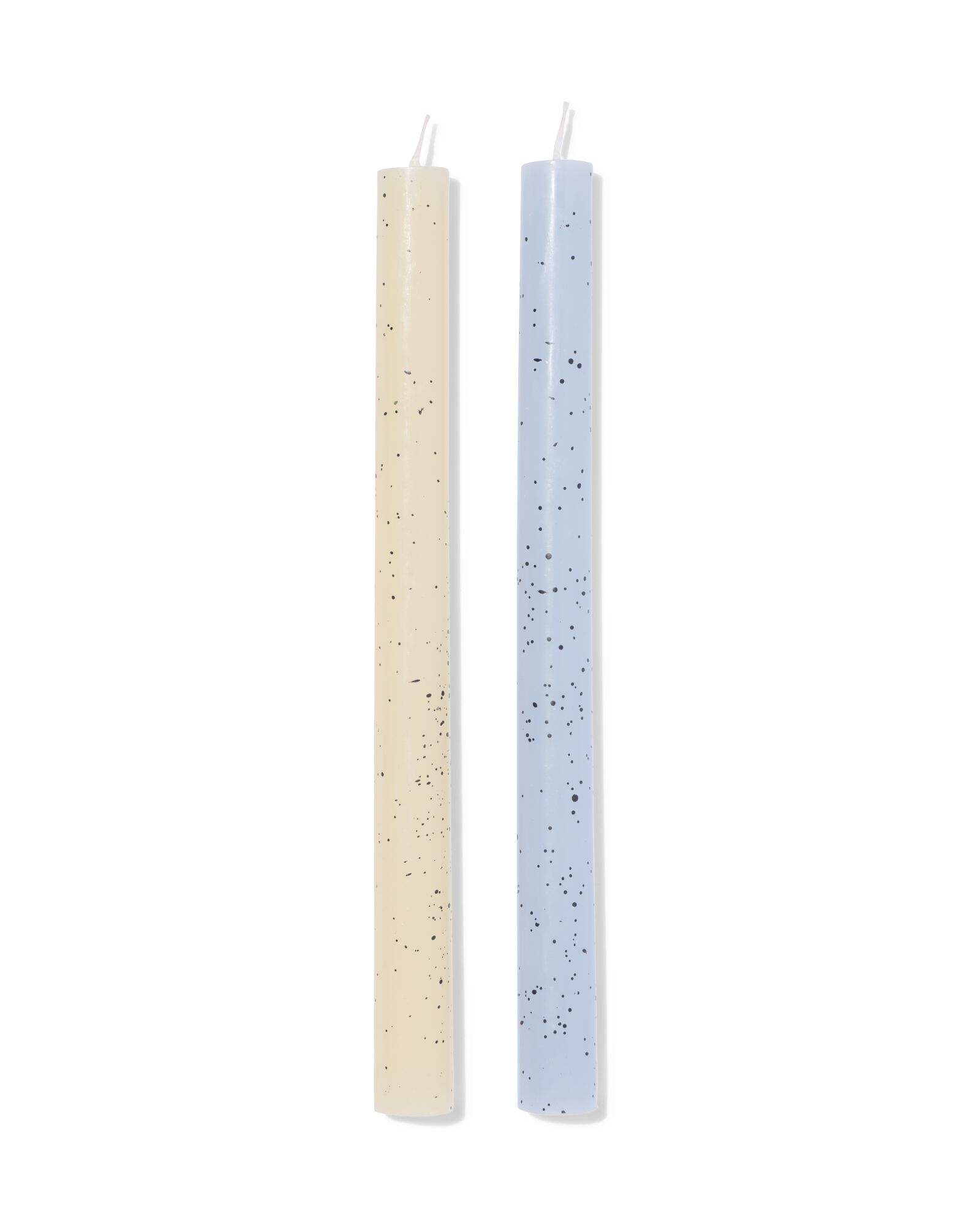bougies longues ⌀2,2x25cm moucheture ivoire-bleu clair - 2 pi&egrave;ces - 13506159 - HEMA