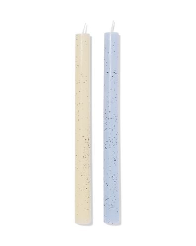 bougies longues ⌀2,2x25cm moucheture ivoire-bleu clair - 2 pi&egrave;ces - 13506159 - HEMA