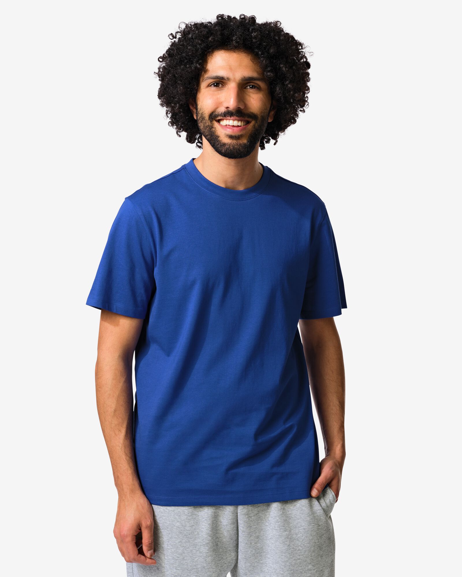heren T-shirt basic felblauw felblauw - 2190390BRIGHTBLUE - HEMA