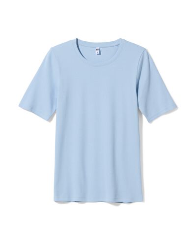 dames T-shirt Clara regular fit rib blauw blauw - 36370085BLUE - HEMA
