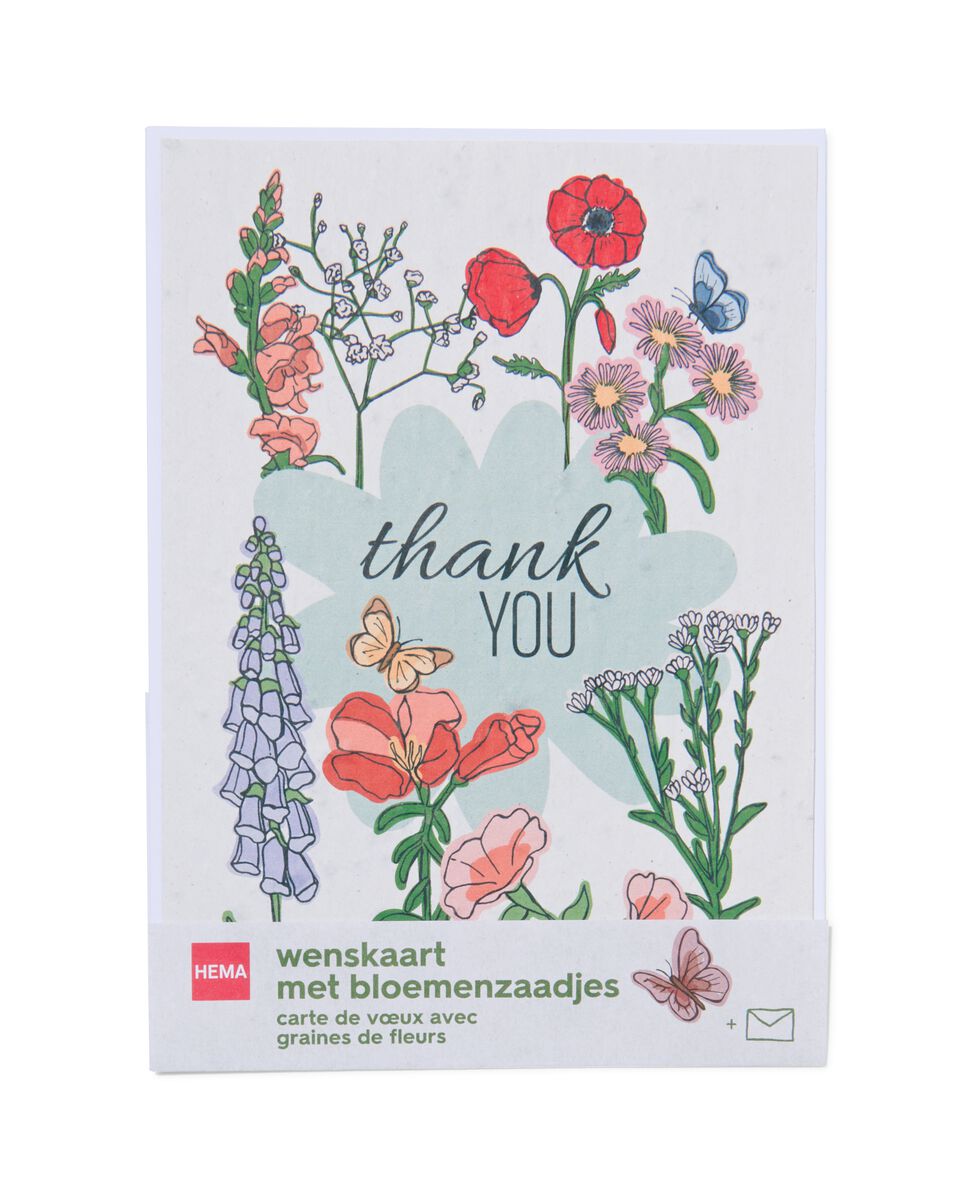 wenskaart met bloemenzaad - thank you - 41880210 - HEMA
