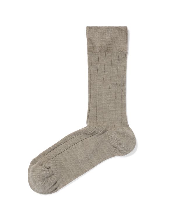 chaussettes c&ocirc;tel&eacute;es laine homme beige beige - 4120430BEIGE - HEMA