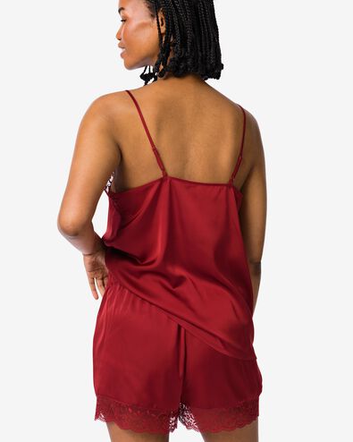 pyjama femme en satin avec dentelle rouge rouge - 23404650RED - HEMA