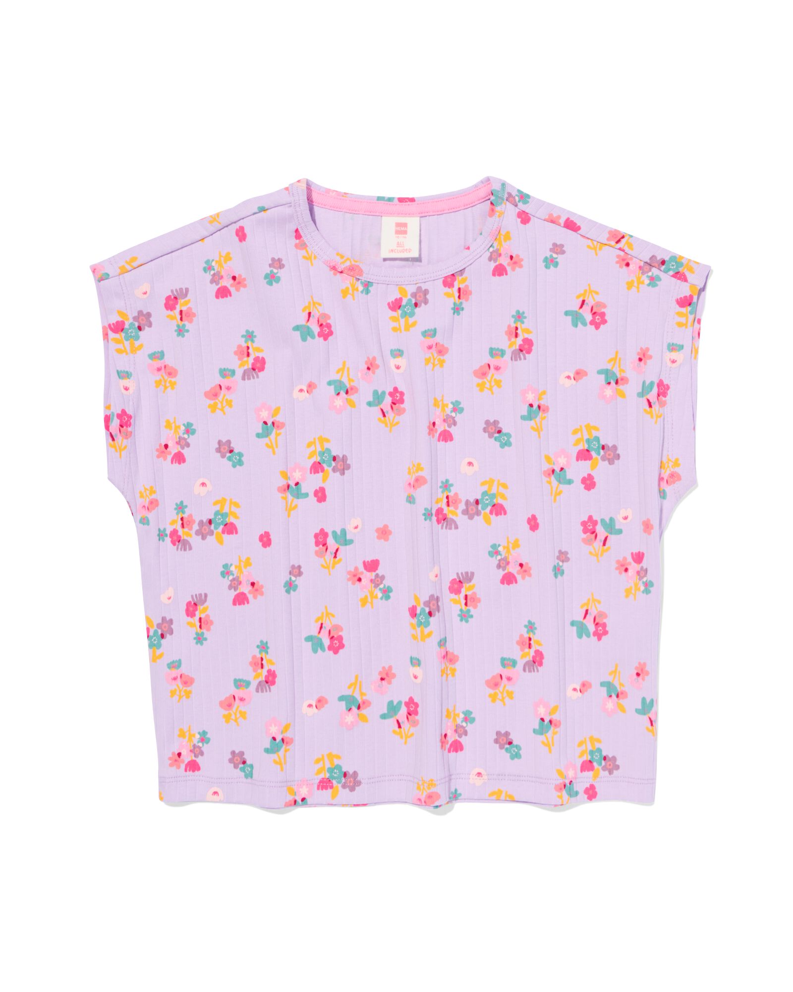 t-shirt enfant fleurs violet clair violet clair - 30837449LIGHTPURPLE - HEMA