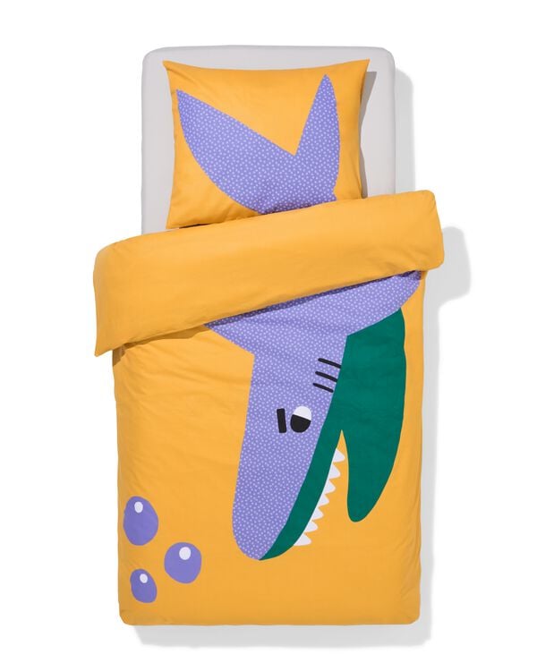 kinderdekbedovertrek 140x200cm zacht katoen haai - 5730227 - HEMA