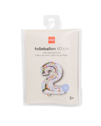 ballon aluminium chiffre 2 60cm confetti - 14260059 - HEMA