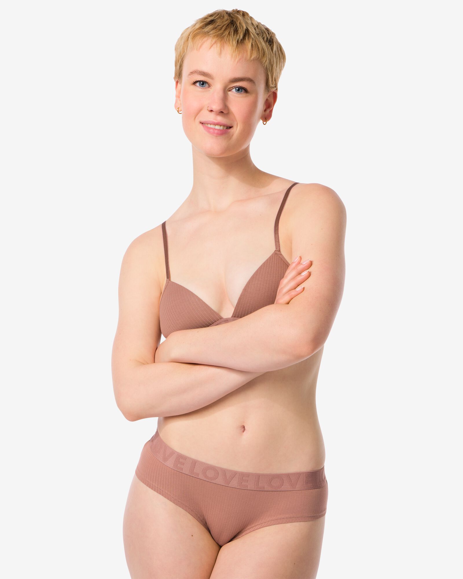 dameshipster katoen  lichtbruin lichtbruin - 21940725LIGHTBROWN - HEMA