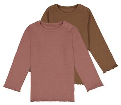 Baby-T-Shirts gerippt - 2 Stück rosa rosa - 1000028189 - HEMA
