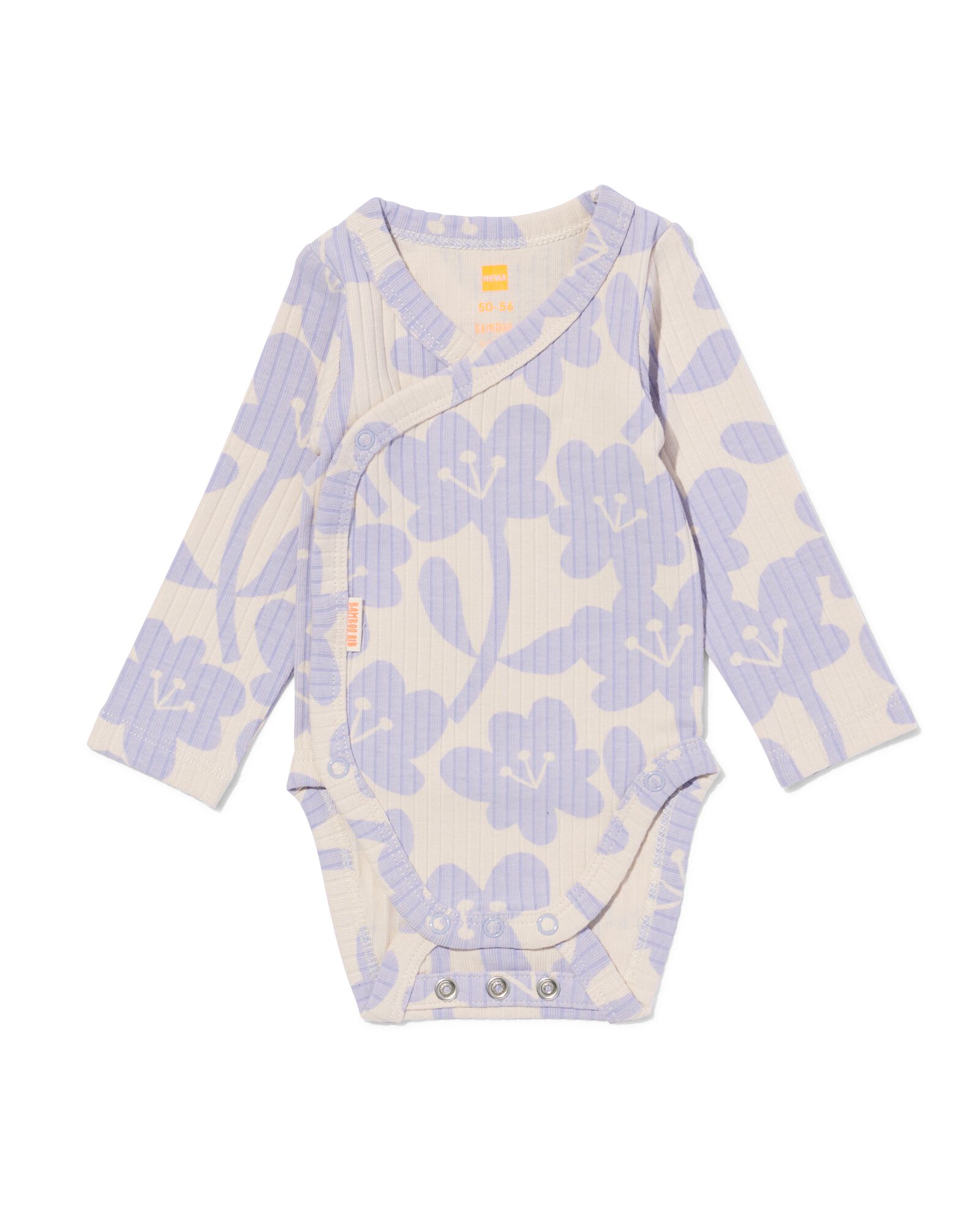 body de croissance b&eacute;b&eacute; c&ocirc;tel&eacute; avec bambou stretch fleurs sable - 33401220SAND - HEMA