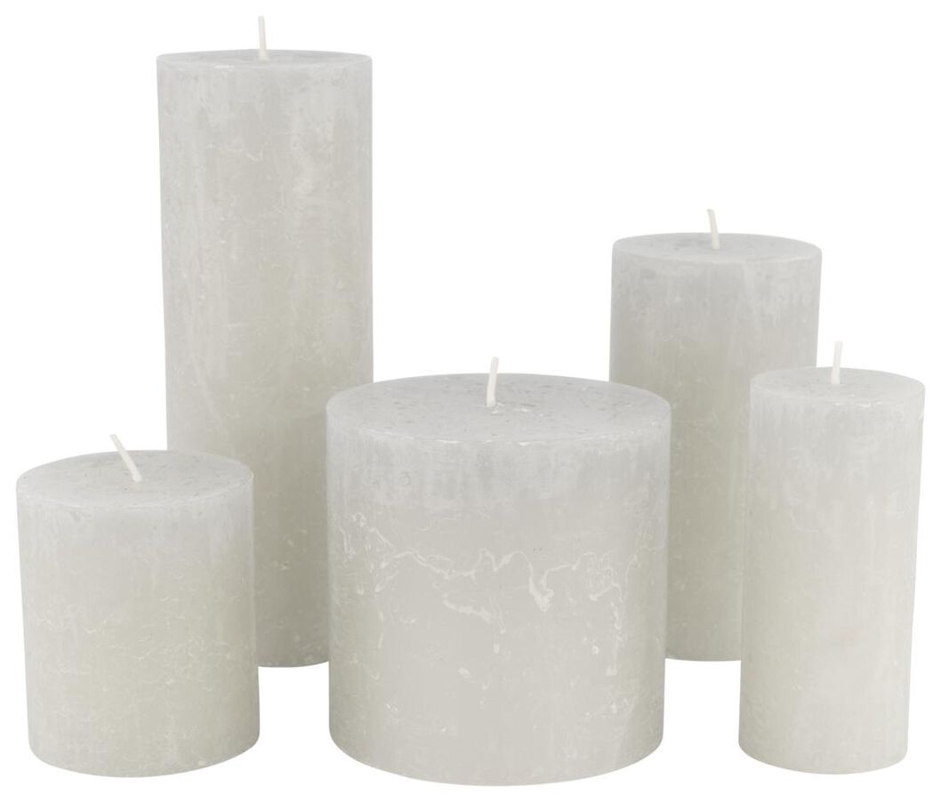 bougies rustiques gris clair gris clair - 1000025587 - HEMA
