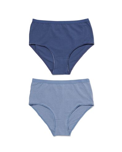 2 slips femme taille haute coton stretch bleu M - 19680926 - HEMA