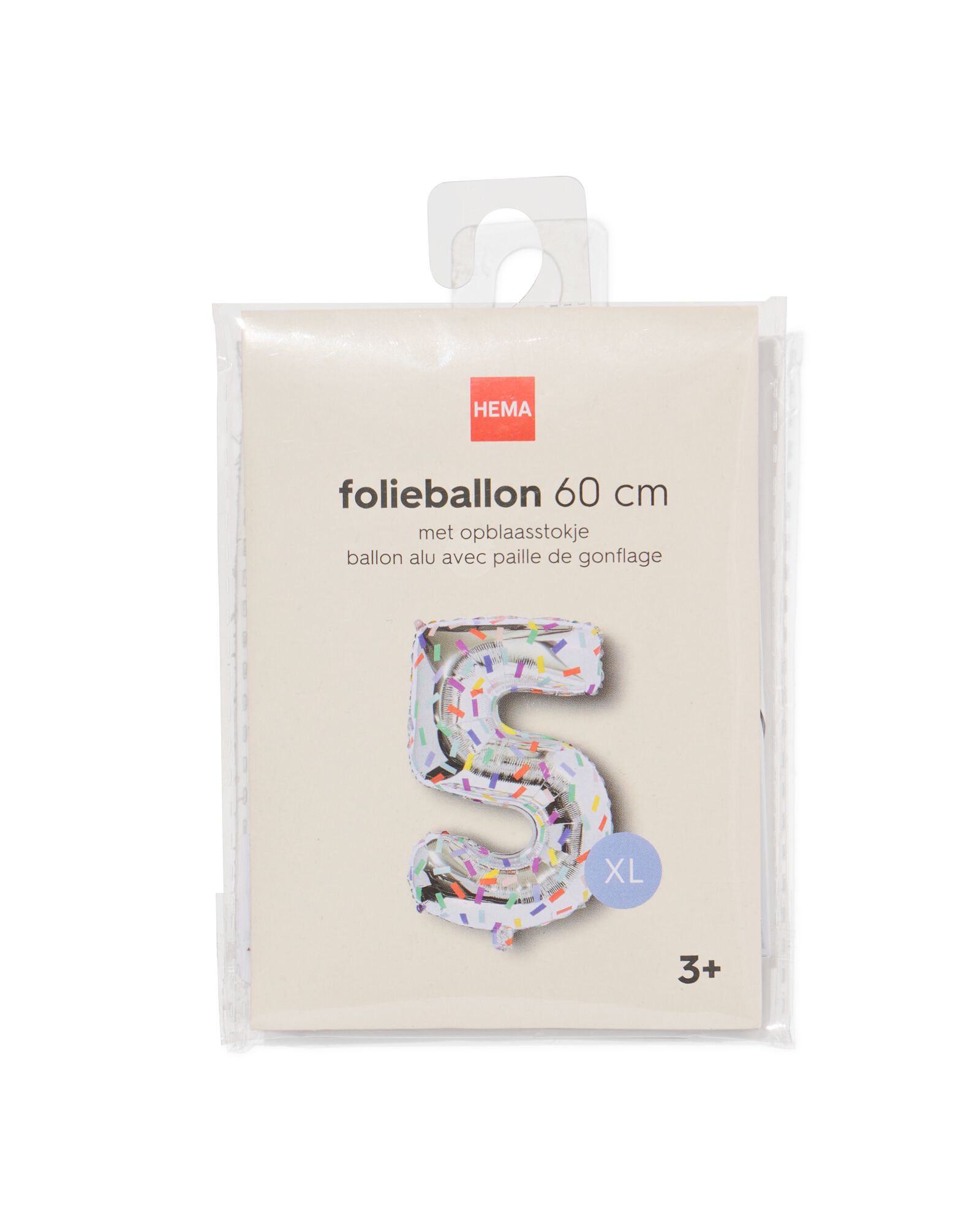 Folienballon Zahl 5, 60 cm, Konfetti - 14260062 - HEMA