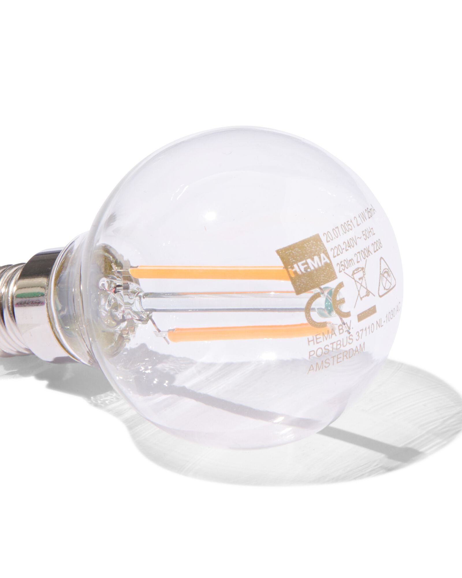 boule led transparente E14 2,1W 250lm - 20000050 - HEMA