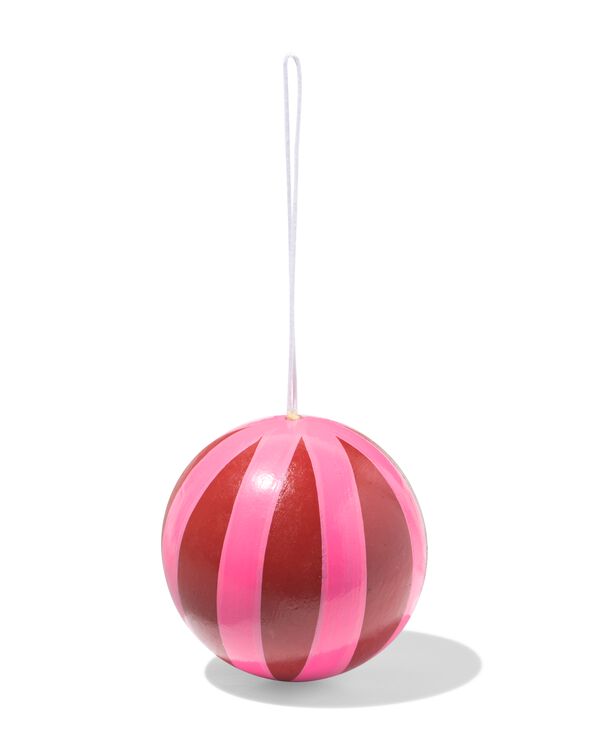 Weihnachtsanh&auml;nger, 6 &times; 6 cm, Holz, Kugel, rosa-rot - 25100430 - HEMA