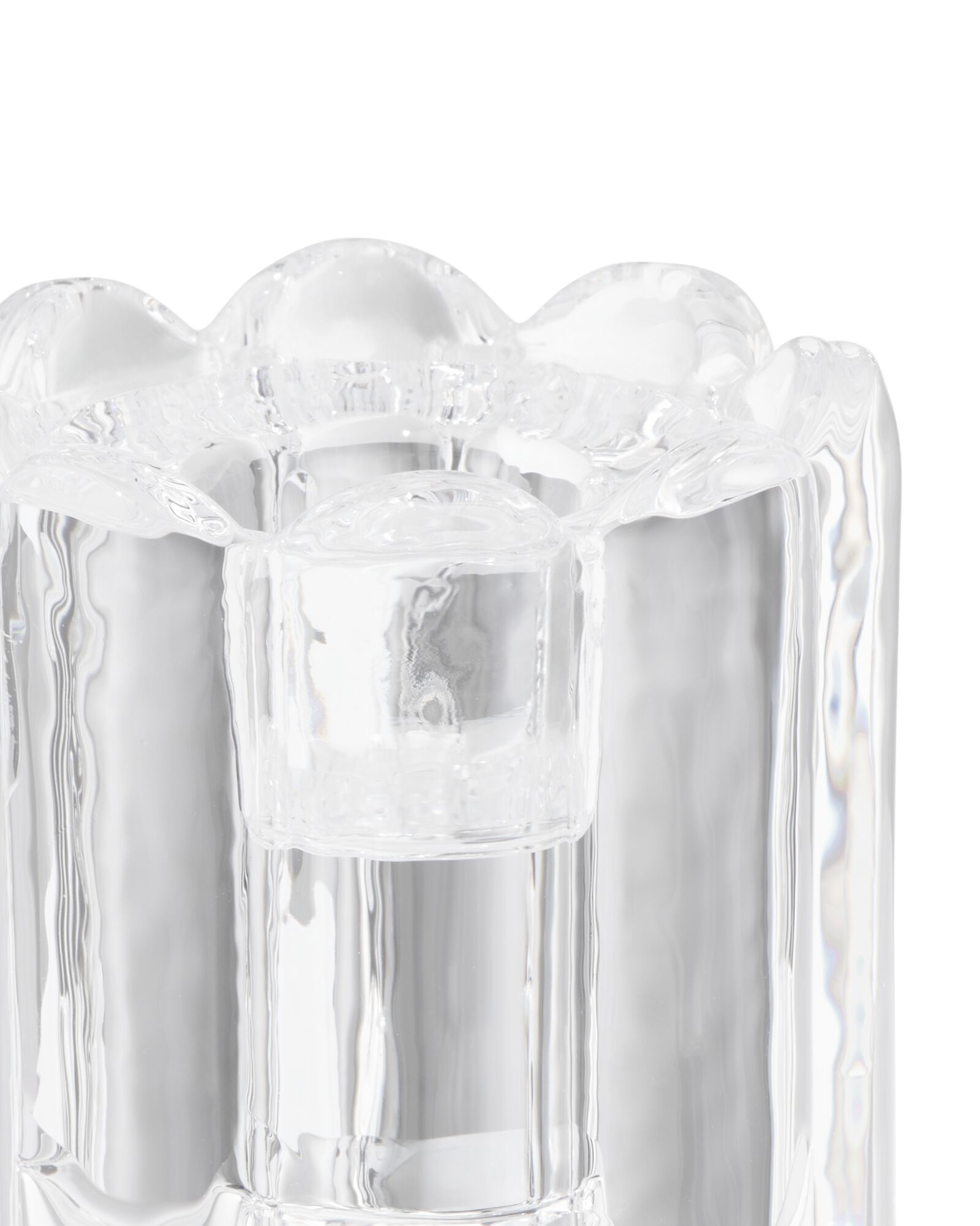 Kerzenst&auml;nder S aus Glas geriffelt, transparent - 13324183 - HEMA