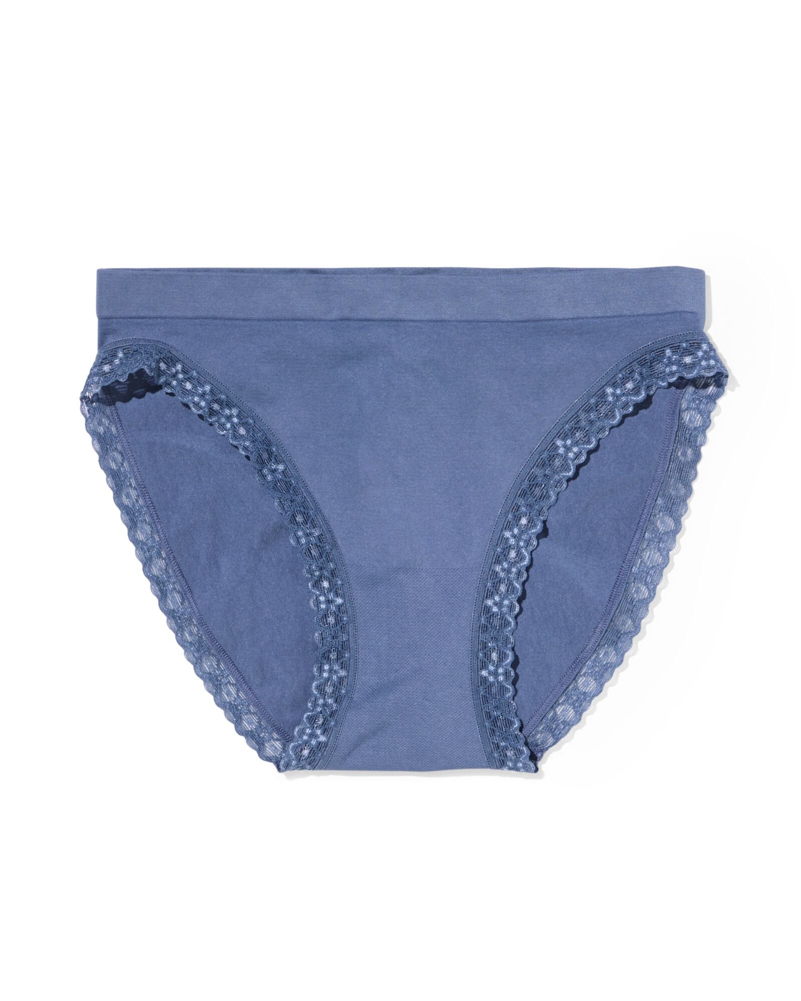 Nahtloser Damenslip aus Mikrofaser mit Spitze blau - 19631375BLUE - HEMA