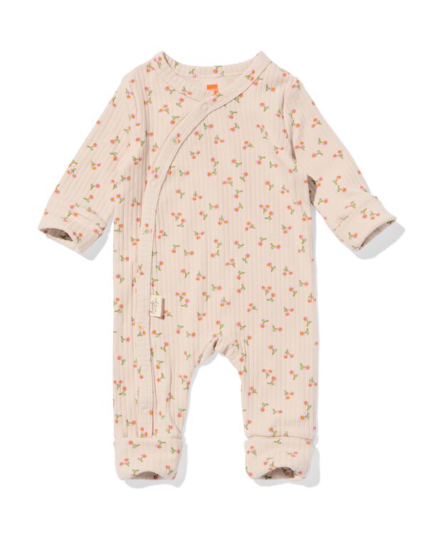 Newborn-Strampler zum Mitwachsen, LENZING&trade; ECOVERO&trade;-Viskose, gerippt, Blumen ecru ecru - 33446020ECRU - HEMA