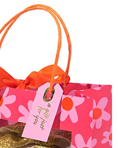 sac cadeau 24x20x11 cm imprim&eacute; fleurs avec fen&ecirc;tre rose/orange   - 61100300 - HEMA