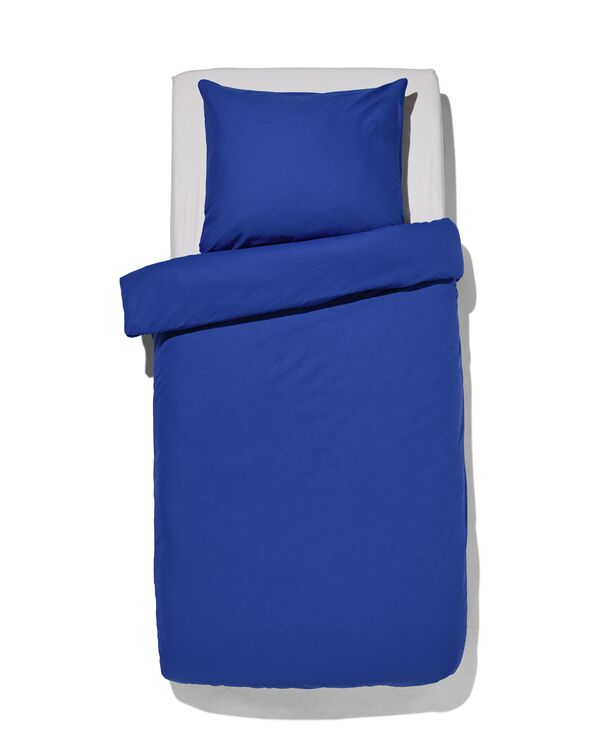 housse de couette 140x200/220cm en coton doux bleu cobalt - 5750061 - HEMA
