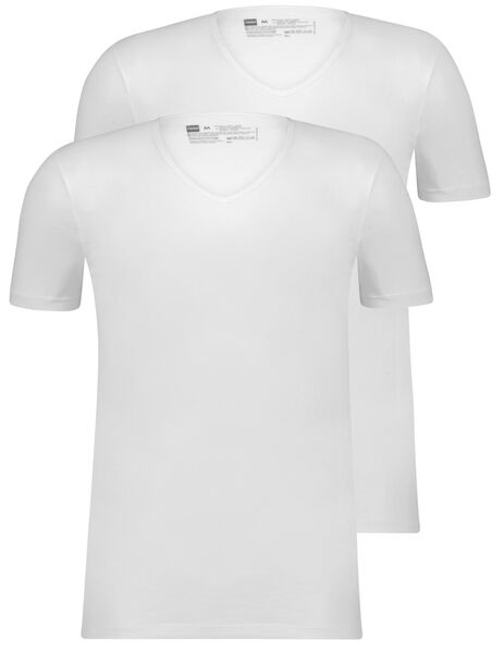 HEMA 2er-Pack Herren-T-Shirts, Slim Fit, V-Ausschnitt, Nahtlos Weiß