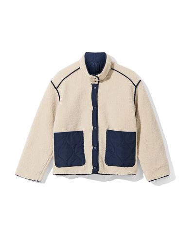 omkeerbare damesjas Eloise met teddy donkerblauw - 36229645DARKBLUE - HEMA