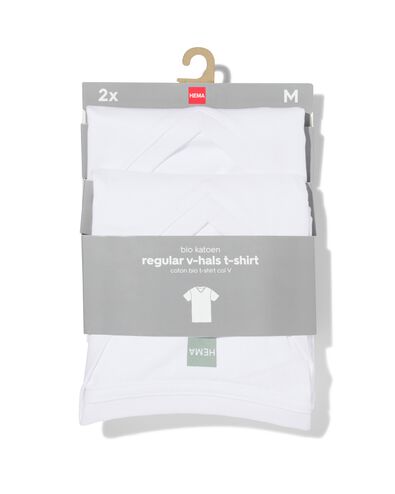 heren t-shirt regular fit v-hals - 2 stuks wit wit - 1000009944 - HEMA