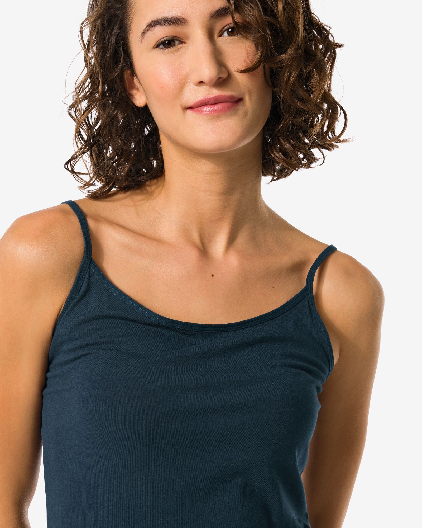 d&eacute;bardeur femme coton &agrave; bretelles spaghetti bleu fonc&eacute; bleu fonc&eacute; - 1000021800 - HEMA