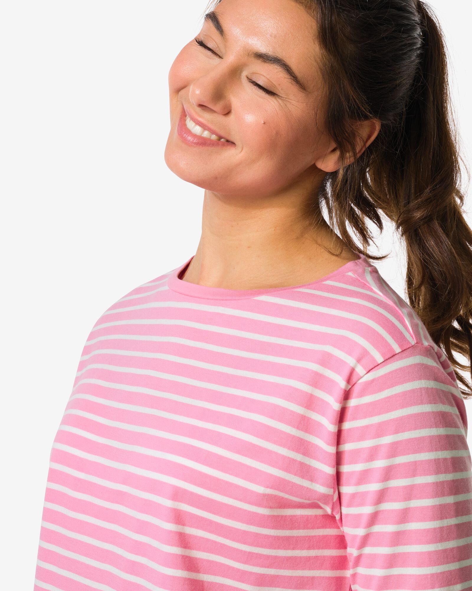 Damen-Pyjamaoberteil Tala, Jersey, gestreift rosa rosa - 23401660PINK - HEMA