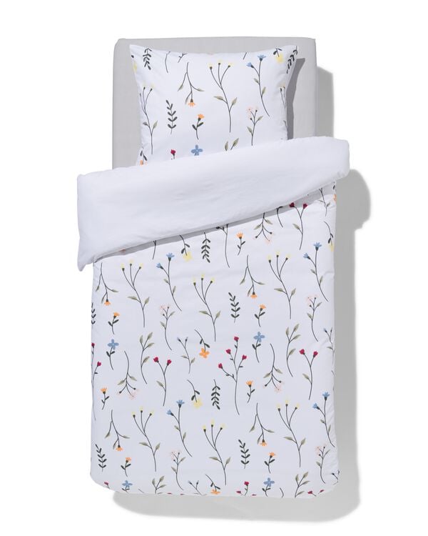 housse de couette 140x200/220cm coton doux motif fleurs sauvages blanc - 5790203 - HEMA