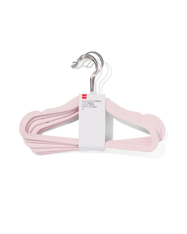 kledinghanger klein velours roze - 6 stuks - 39800015 - HEMA