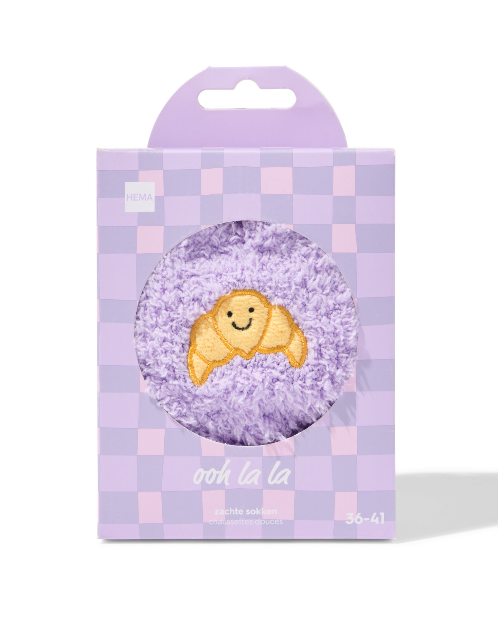 chaussettes d'int&eacute;rieur taille 36-41 peluche croissant lilas - 61100308 - HEMA