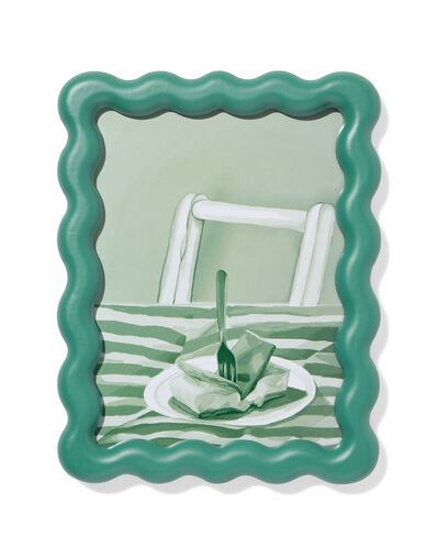 cadre photo 15x20 cm bois ondul&eacute; vert - 13625012 - HEMA